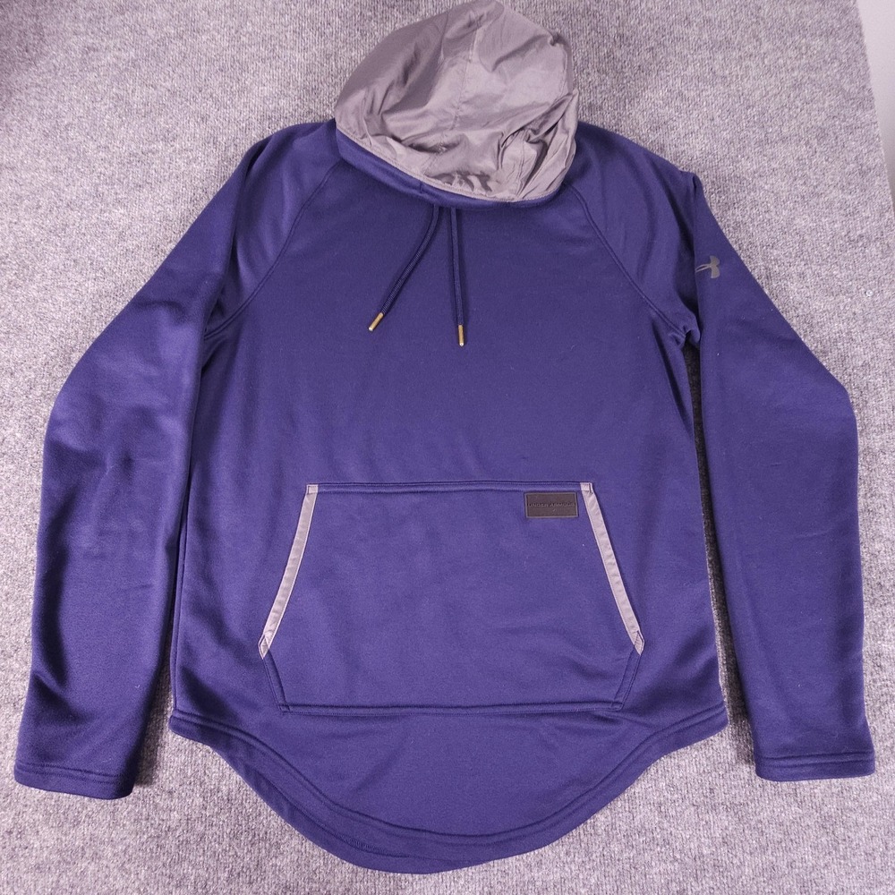 Under Armour‎ Hoodie Mens Medium Purple Gray ColdGear Fitted Pullover Athletic